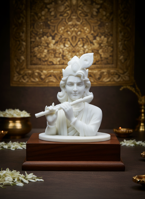 Krsna - 6 inch Lord Krishna bust statue