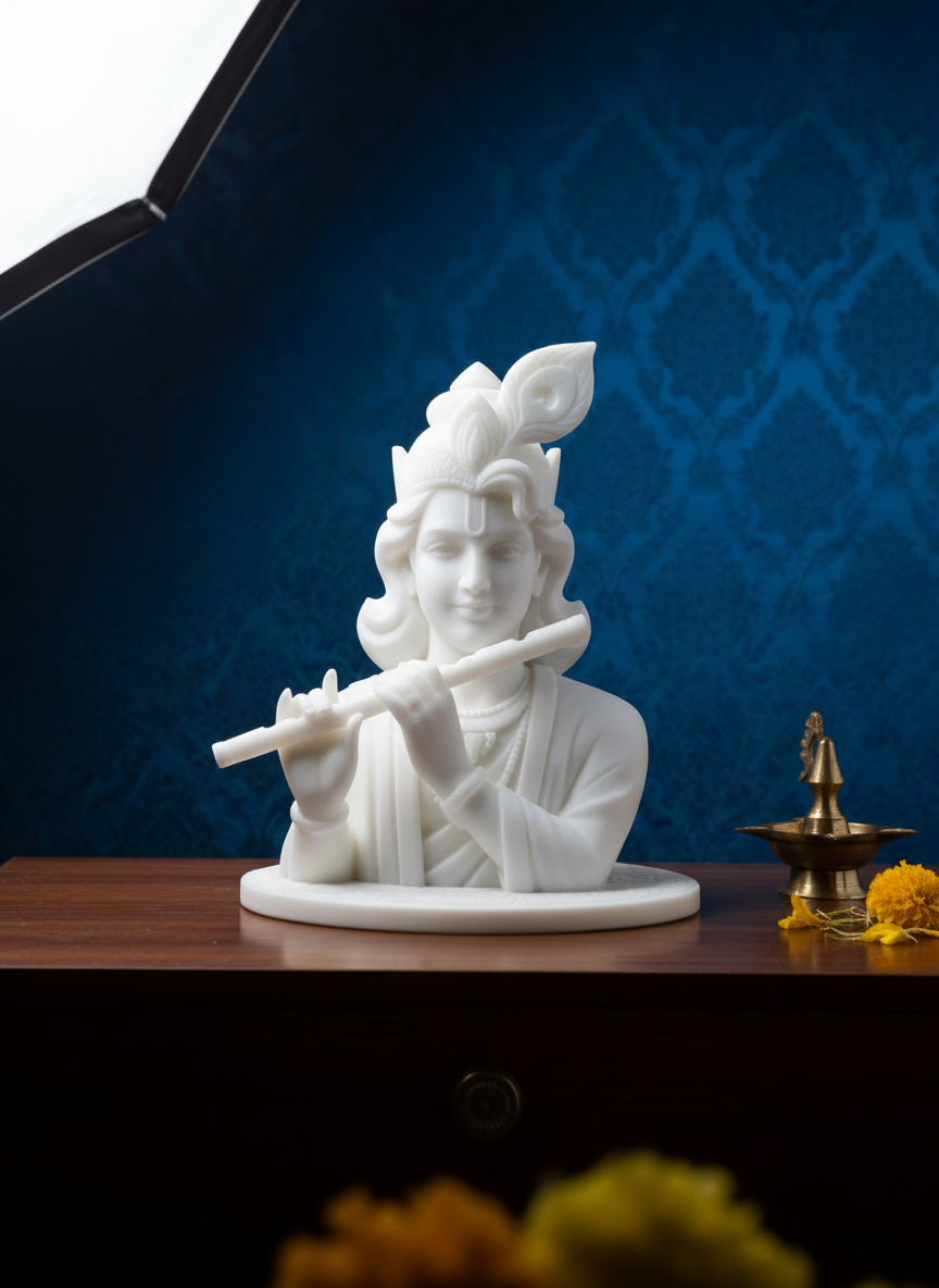 Krsna - 6 inch Lord Krishna bust statue